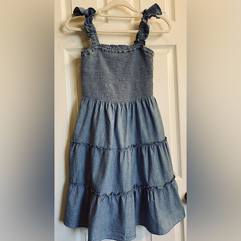 J. Crew denim dress Tiered  XS Super Cute